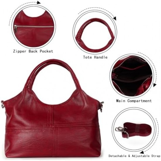 Womens Leather Handbags Tote Bag Shoulder Bag Top Handle Satchel Ladies Purse Crossbody Hobo Bag