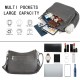 Leather travel wallet for women's crossbody bag with multiple pockets, dark gray, classic