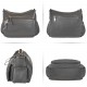 Leather travel wallet for women's crossbody bag with multiple pockets, dark gray, classic