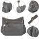 Leather travel wallet for women's crossbody bag with multiple pockets, dark gray, classic