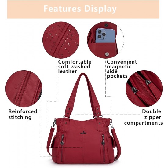 Women's Handbag Top Handle Hobo Wallet Spacious Casual Shoulder Bag PU Handbag Women's Wallet