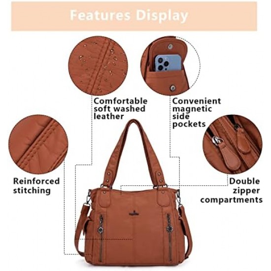 Women's Handbag Top Handle Hobo Wallet Spacious Casual Shoulder Bag PU Handbag Women's Wallet