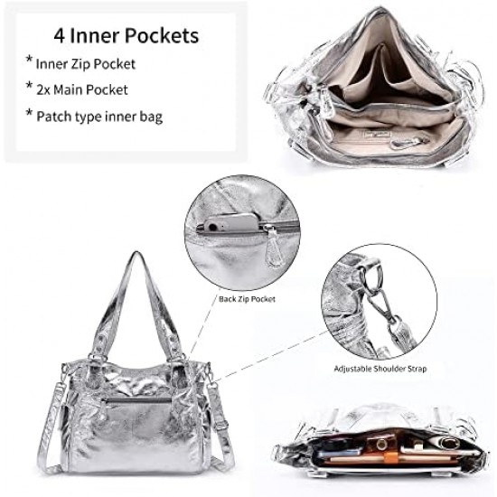 Women's Handbag Top Handle Hobo Wallet Spacious Casual Shoulder Bag PU Handbag Women's Wallet