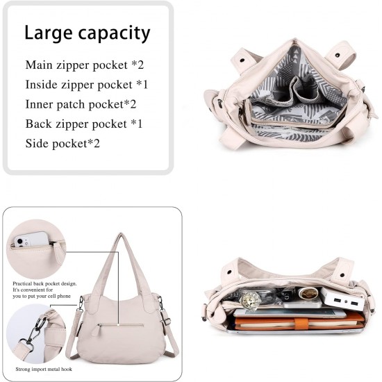 Wallet and handbag Women's handbag One shoulder top handle shoulder bag Hobo bag Fashion washed leather wallet