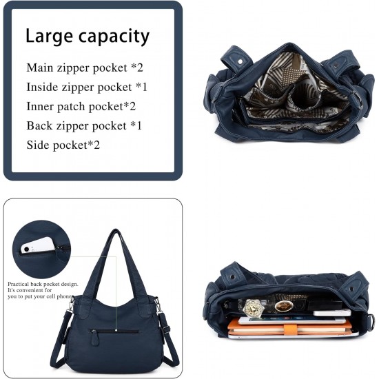 Wallet and handbag Women's handbag One shoulder top handle shoulder bag Hobo bag Fashion washed leather wallet