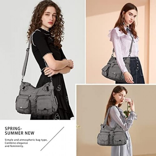 Wallet and handbag Women's handbag One shoulder top handle shoulder bag Hobo bag Fashion washed leather wallet