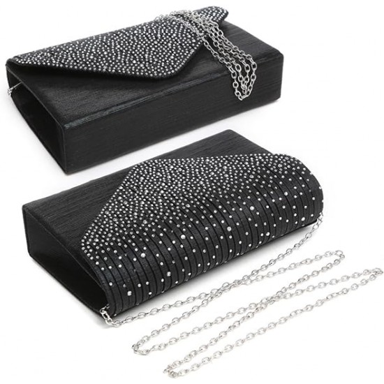 Ladies Frosted Satin Evening Clutch Purse Bag Crossbody Handbags Party Prom Wedding Envelope