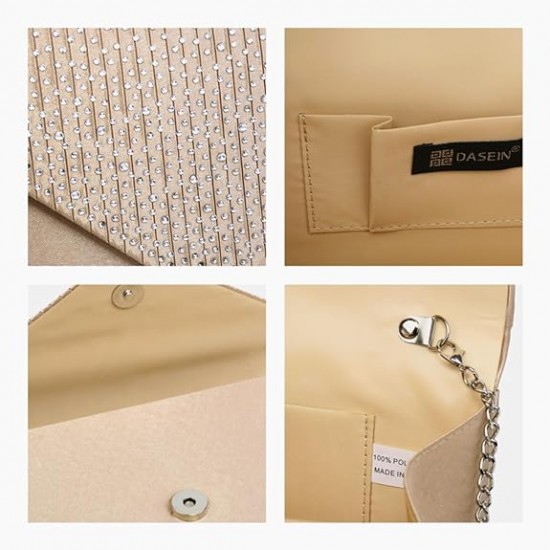 Ladies Frosted Satin Evening Clutch Purse Bag Crossbody Handbags Party Prom Wedding Envelope