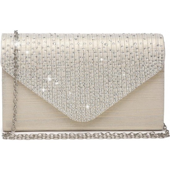 Ladies Frosted Satin Evening Clutch Purse Bag Crossbody Handbags Party Prom Wedding Envelope