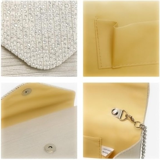 Ladies Frosted Satin Evening Clutch Purse Bag Crossbody Handbags Party Prom Wedding Envelope