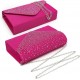 Ladies Frosted Satin Evening Clutch Purse Bag Crossbody Handbags Party Prom Wedding Envelope