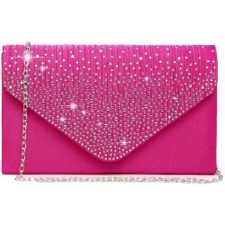 Ladies Frosted Satin Evening Clutch Purse Bag Crossbody Handbags Party Prom Wedding Envelope