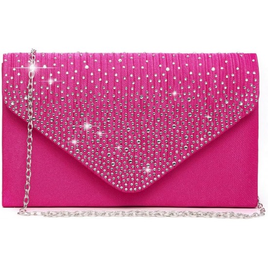 Ladies Frosted Satin Evening Clutch Purse Bag Crossbody Handbags Party Prom Wedding Envelope