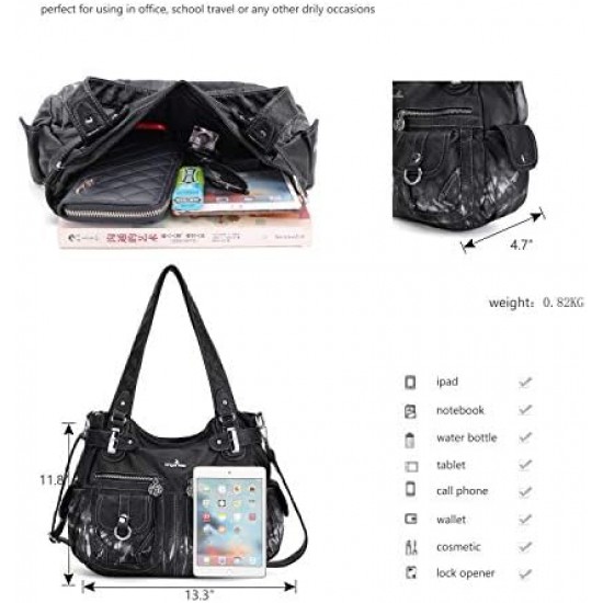 Wallet and handbag Women's handbag One shoulder top handle shoulder bag Hobo bag Fashion washed leather wallet